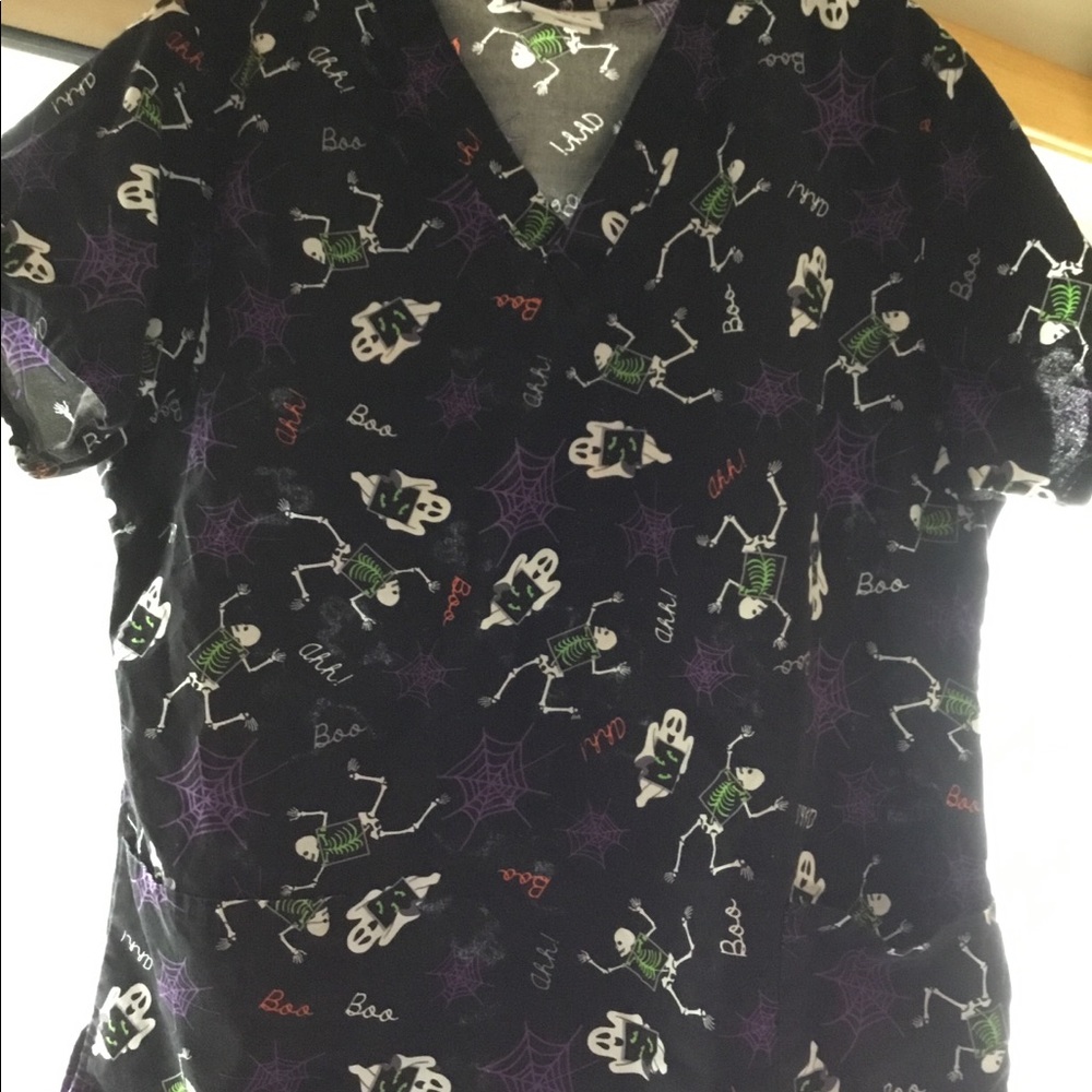 Halloween theme scrub top